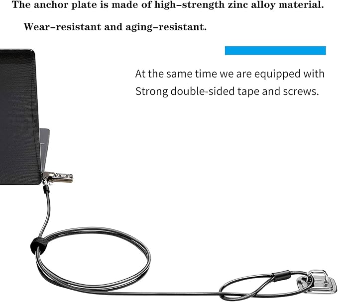 Zolunu Laptop Anchor Plate and Lock Plate with Lock Slot, Self-Adhesive Security Plate Anti Theft Lock Slot for Cables to Lock Down Laptops, Mac Book, Tablets, iPad, or Other Computer