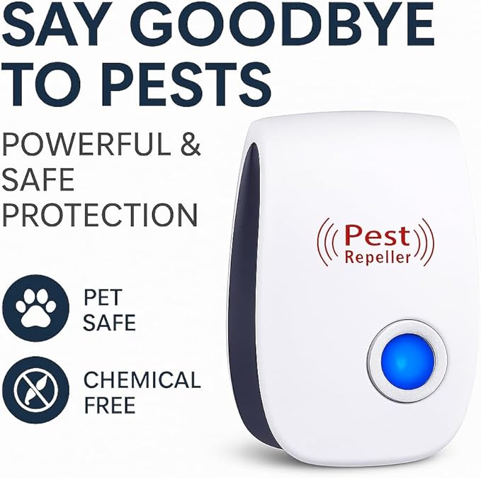 Ultrasonic Pest Repeller Indoor with 6 Pack – Human and Pet Safe–Pest Control for Home–Supermarket–Warehouse–Hotel–Restaurant