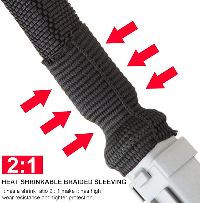 BuyUneed Heat Shrinkable Braided Sleeving 2:1 Ratio- Abrasion Protection Flexibility Wiring Harness Cable Sheath (1" ID, 16ft)