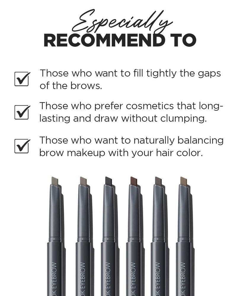 THESAEM Artlook Eyebrow Definer Pencil with Spoolie Brush 05 Natural Brown – Long Lasting Eyebrow for Soft Textured Eyebrow Makeup with Vitamin E - Triangular Pencil