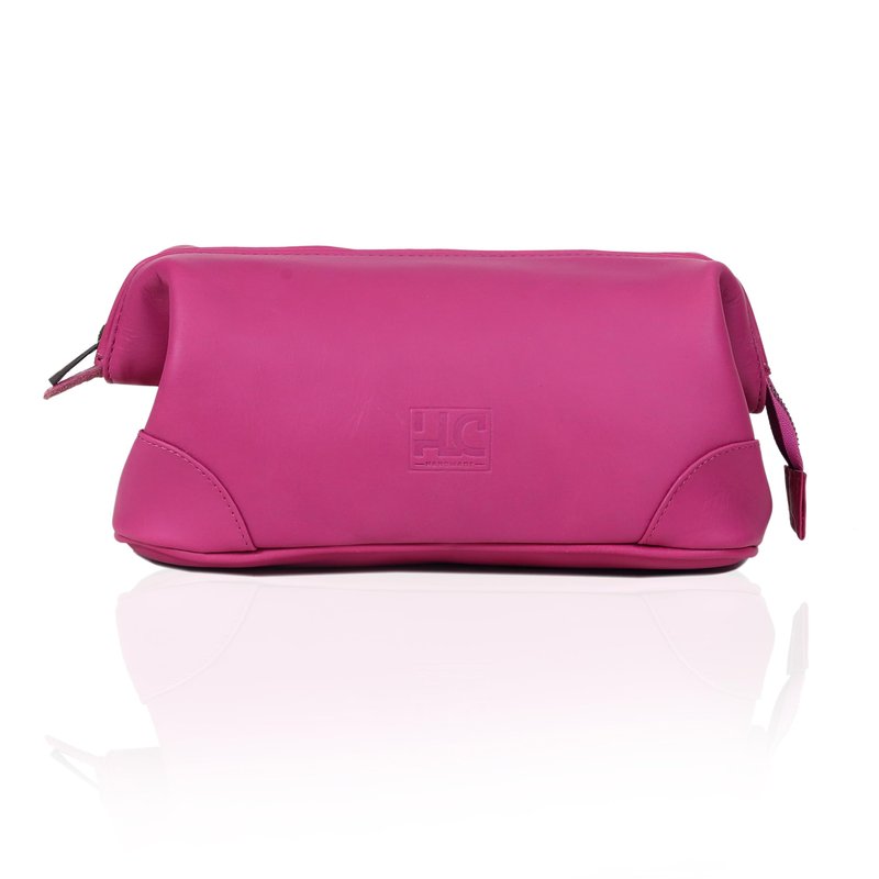 HLC Leather Toiletry Bag for Men Best Gift Premium Genuine Dopp Kit Shaving Kit Organizer Travel Kit Pouch Bag 10 inch Size (Pink)