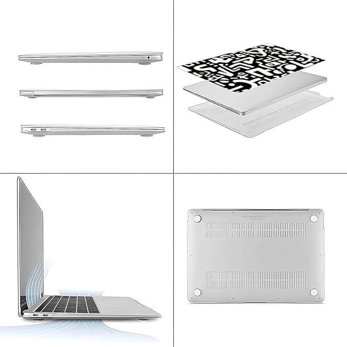 COTAIL Compatible with MacBook Air 13.3 13.6 Inch Case 2022 2021 2020 2019 Plastic Hard Shell Case Cover,13.6 Air (A2681) M2 2022, Black and White Letters