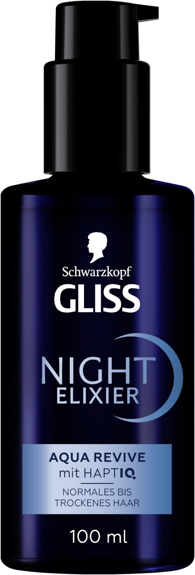 GLISS Schwarzkopf Night Elixir Aqua Revive Hair Serum, 100 ml Leave-In Overnight Hydrating Treatment with HaptiQ Micro-Bond Technology and Hyaluronic Complex for Normal to Dry Hair