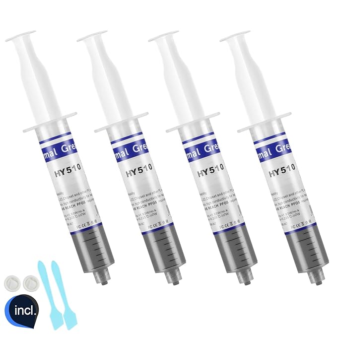 MoneyQiu HY-510-100g (25g*4) Thermal Conductivity: >1.93W/m-k CPU Thermal heatsink Paste Silicone Grease Compound Non-Conductive for pc CPU gpu PS4 100 Gram