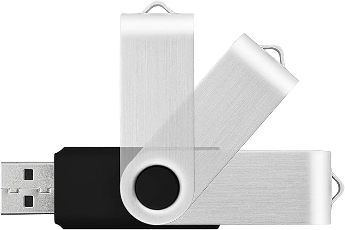 KOOTION 100 Pack 2GB Flash Drive Bulk USB 2.0 Thumb Drive Wholesale Flash Drives Swivel Memory Stick Jump Drive (Black, 100 Pcs 2GB Without Logo)