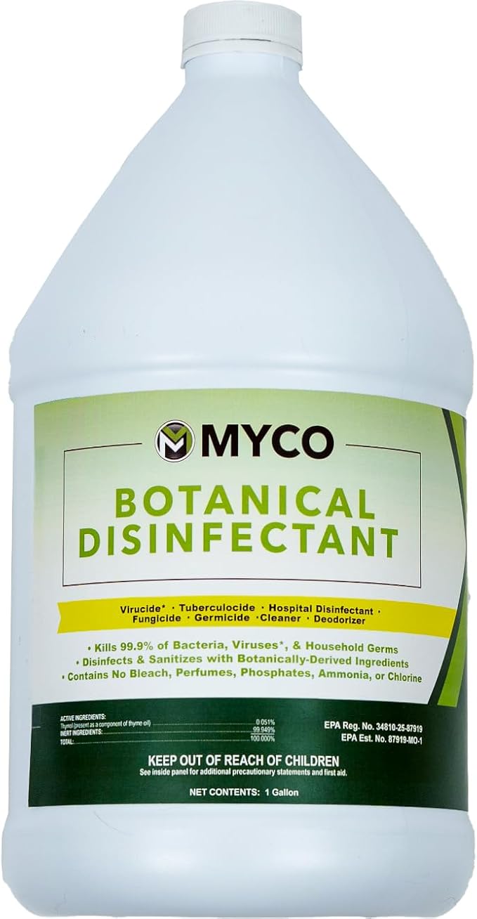 Myco Botanical Disinfectant Cleaner â Natural Plant-Based Ready-to-Use EPA-Registered Disinfectant Spray for Mold, Mildew, Germs, Bacteria & Viruses â Safe for Home & Commercial Use, 1 Gallon