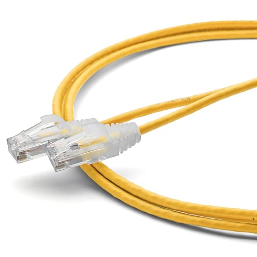 TRUECABLE Cat6 Component Rated Patch Cable, Unshielded (U/UTP), 7ft, Yellow, 28AWG Stranded Pure Copper, Snagless 10G High-Speed Ethernet Cable, PoE++ 4PPoE 100W, UL Listed, RoHS-3, 1 Pack