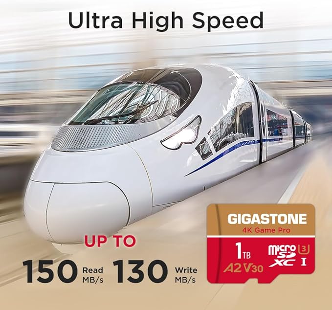 【for Switch 1 Only】 GIGASTONE 1TB Micro SD Card, 4K Game Pro, MicroSDXC Memory Card for Gaming Console, Action Camera, UHD Video, up to 150/130 MB/s, UHS-I U3 A2 V30 C10【5-Years Data Recovery】