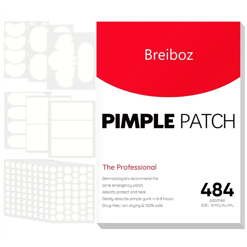 Large Acne Patches - 484 Hydrocolloid Zit Treatment for Face & Body with Tea Tree & Salicylic Acid | XL Size for Forehead, Chin, Neck