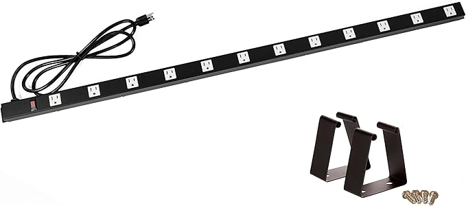 Opentron 12 Outlets 4 Feet Body Heavy Duty Metal Surge Protector Power Strip (12 outlets 12 feet Power Cord 4 feet Body)
