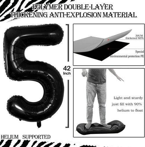GOER Jumbo 15 Balloons - 42 Inch Foil Helium Decorations for Sweet 15 & 51st Birthday Party (Black)