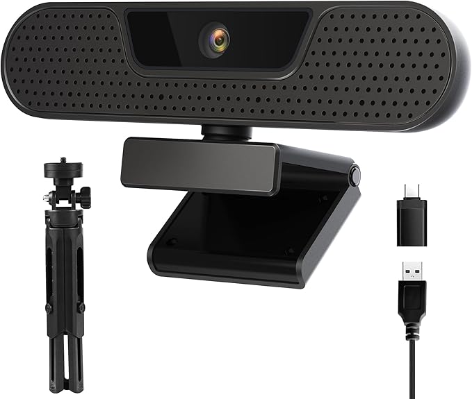 VIZOLINK 4K Webcam, Computer Camera with 4 Noise-canceling Microphones for Computer/Laptop/Mac, Privacy Cover and Tripod, Work with Video Conference, Live Streaming, Gaming, Video Calls, Zoom