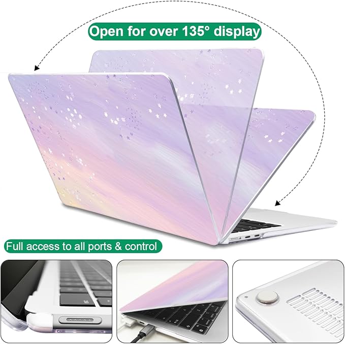 LCMOCICO for MacBook Air 13 Inch Case 2026 2025 2024 2023 2022 Release M5 A3449 M4 A3240 M3 A3113 M2 A2681, Scratch Resistant Plastic Hard Shell Case for MacBook Air 13.6 M5, Pink Purple Gradient