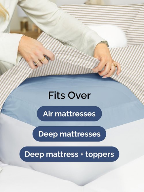 Extra Deep Cal King Sheet Set - 6 Piece Breathable and Cooling Sheets - Hotel Luxury Bedding for Women, Men, Kids & Teens - Easy Secure Fit - Soft & Wrinkle Free - Extra Deep Pockets - Beige Stripes