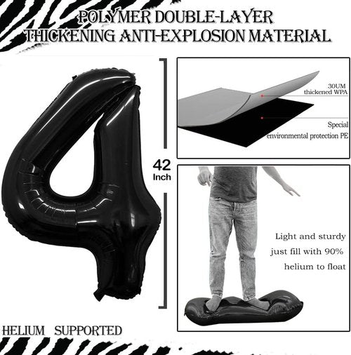 GOER Jumbo 24-Inch Foil Balloons - Perfect for 24th Birthday Party Decorations | Black Helium Balloons