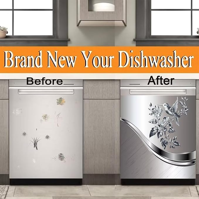 Generic Magnetic Dishwasher Cover Sticker, Multicolor Floral Pattern, Modern Style, Vinyl Material, Rectangular Sheet, 23W x 26H inches
