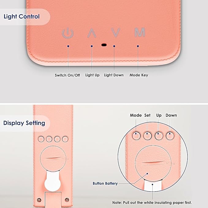 wanjiaone Multifunctional LED Desk Lamp with Wireless Charger,USB Charging Port,Clock,Phone Holder,Desk Lamps for Home Office,Eye-Caring Reading Lamp,Study Lamp for Boys,Girls,Teens,Pink