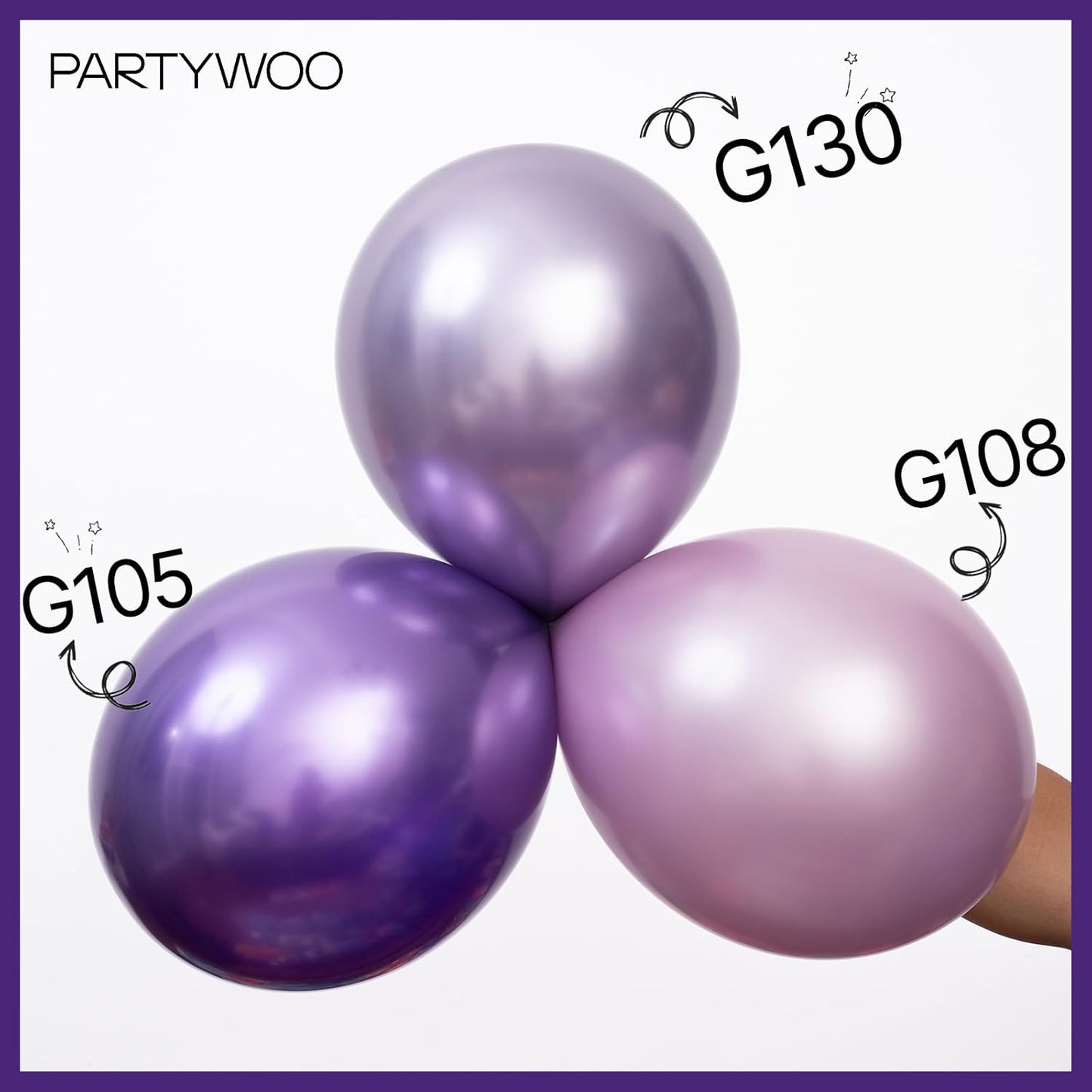 PartyWoo Metallic Purple Balloons - 100 Pcs 12 Inch Chrome Latex Helium Balloons for Celebrations