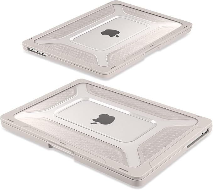 Batianda Extreme Heavy Duty Case for New MacBook Air 13.6 inch 2026 M5 2025 M4 2024 M3 2022 Release - Anti-Slip Rubberized Stand (Holds 25lbs) Honeycomb Exoskeleton Max Cooling & Stability - Rock Gray
