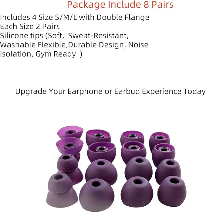 Aginkgo Replacement Ear Tips for Beats Urbeats2.0 Tour2.0 ibeats Beats x, Beats Flex Secure Fit for Powerbeats Pro Silicone Earbuds Washable Sweat-Resistant Noise Isolation 8 Pairs (Purple)