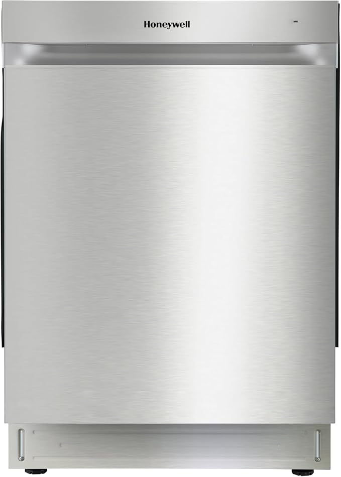 Honeywell 24 Inch Dishwasher with 12 Place settings, 7 Washing Cycles, Stainless Steel and Plastic Tub, UL/Energy Star- Stainless Steel