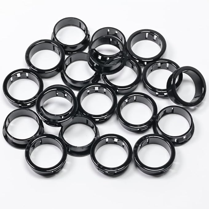 EASYEAH 1-1/8"(28mm) Black Snap-in Knockout Insulating Bushing Grommets, Plastic Cable Hole Grommet for Wiring, Round Nylon Snap in Locking Electrical Wire Cord Hose, Tubing Bushings Grommets, 20pcs