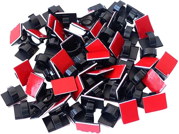 SAISN Adhesive Clips Strong Wire Holders 100 Pack Self-Adhesive Wire Clip Cable Cord Desk Management for Office Home and Car
