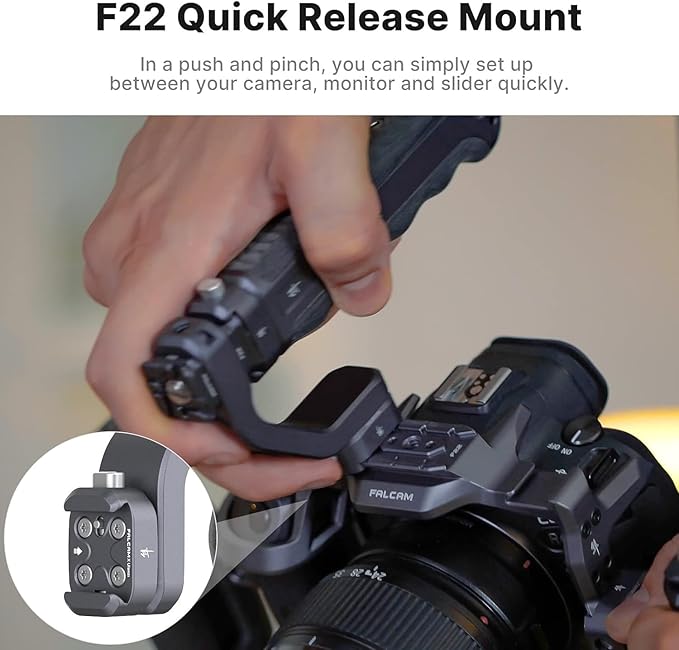 FALCAM F22 Camera Top Handle with Quick Release, Detachable Aluminum Grip for Mirrorless & DSLR Cage,Sling-Mode Shoulder Shooting,1/4"-20 Cold Shoe Compatible with Sony Canon Nikon Fujifilm Cinema Rig