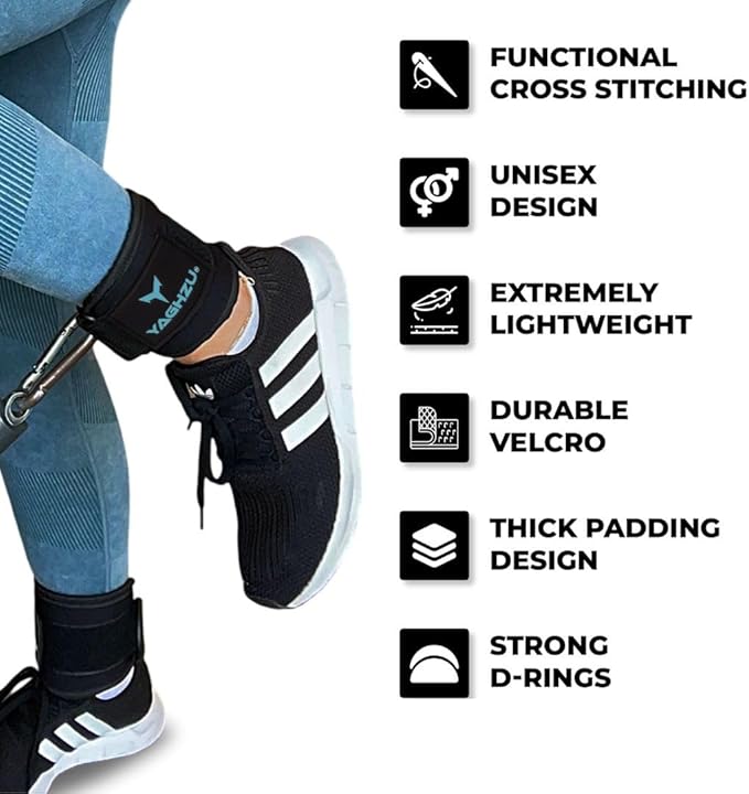YAGHZU Ankle Straps for Cable Machines Women, Glute Kickback Cable Machine Attachments, Gym Ankle Cuffs, Wrist Cuffs for Workout, Leg Training Accessory, Fitness Gear for Home or Gym