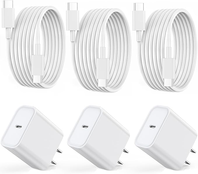 Fast Charger for iPhone 17 16 15, 3Pack USB C iPad Charge PD Fast Charger Block 6FT Long USBC to Type C i Phone Charging Cable Cord for iPhone 17 Air/Pro/Pro Max/16 Pro/Plus/15/15 Pro/Pro Max,iPad Pro