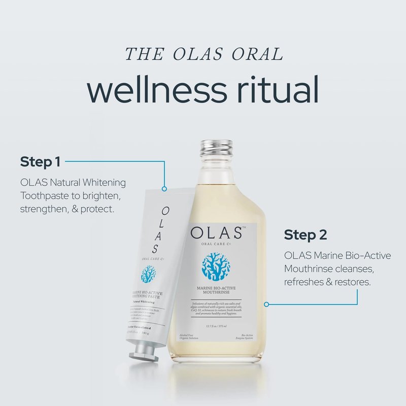 OLAS Marine Sea Mint Bio-Active Toothpaste - Fluoride Free Toothpaste - Promote a Healthy Oral Microbiome & Natural Fresh Breath - SLS Free & Dentist Formulated (3.5oz)