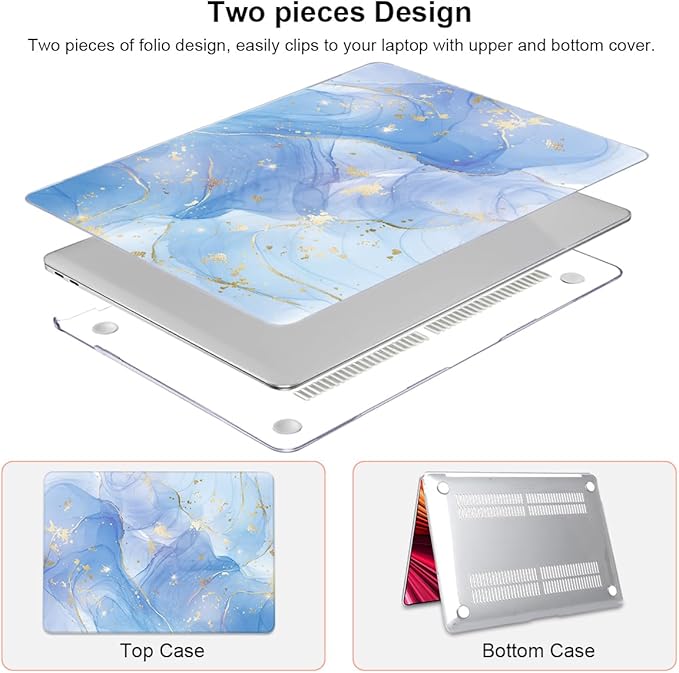 LCMOCICO Compatible with MacBook Air 13 inch Case 2021 2020 2019 2018 M1 A2337 A2179 A1932 with Retina Display & Touch ID, Pattern Plastic Hard Shell Case Keyboard Cover Screen Flim, Blue Marble