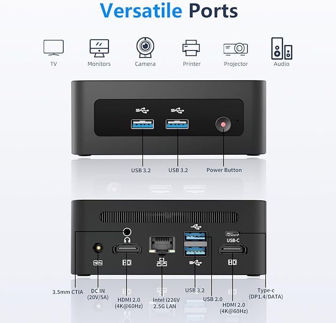 EGSMTPC Mini Desktop Computer, Intel Core i5-12450H (Up to 4.40GHz), 16GB DDR4 RAM, 512GB M.2 SSD, Mini PC Supports Triple 4K Display, USB 3.2, Wi-Fi 6, BT 5.2, RJ45 2.5G