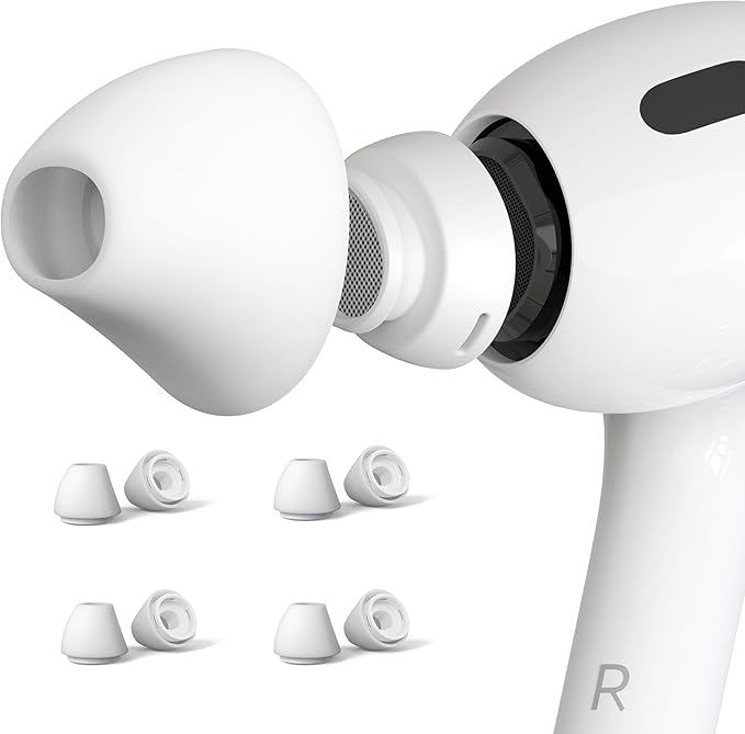 DamonLight 4 Pairs Ear Tips for AirPods Pro 1 & 2 [Relief Pain] [Fit in Case] Noise Cancellation Add Grip Sport Earbuds [US Patent Registered] (Medium)