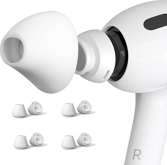 DamonLight 4 Pairs Ear Tips for AirPods Pro 1 & 2 [Relief Pain] [Fit in Case] Noise Cancellation Add Grip Sport Earbuds [US Patent Registered] (Medium)