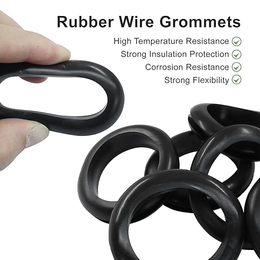 Kyuionty 6 Pcs Rubber Grommets, 1-9/16" Inside Diameter 1-3/4" Drill Hole Rubber Wire Grommets O Ring Grommets for Wire, Firewall, Cables, Plugs, Automotive(Black)