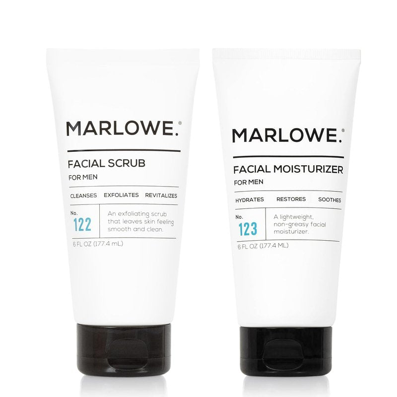 Marlowe. Men's Skin Care Set - Exfoliating Facial Scrub & Hydrating Moisturizer Duo | Vegan Daily Grooming Essentials