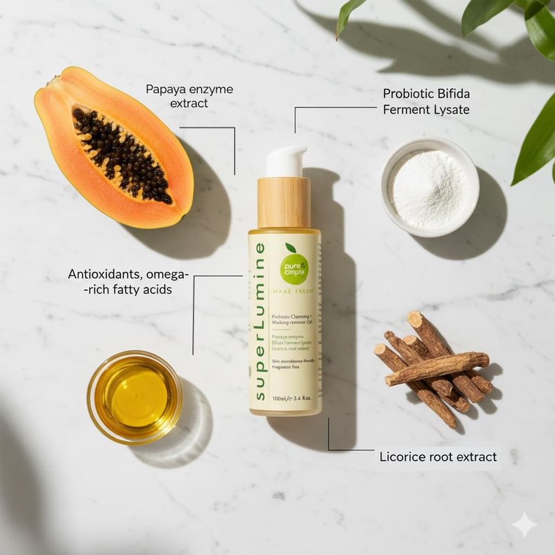 superLumine Balm-to-Milk Probiotic Cleanser & Makeup Remover – Melts Waterproof Makeup & SPF • Brightens with Papaya & Licorice • Fragrance-Free • Barrier Support for Dry Sensitive Skin – 100ml