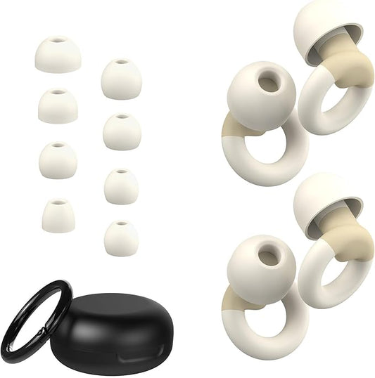 JUSTRVN Ear Plugs for Sleeping, 2 Pairs of Reusable Earplugs for Noise Reduction 25dB-30dB with 8 Ear Tips, Soft Hearing Protection Ear Plugs for Concert,Noise Sensitivity, Study & Work