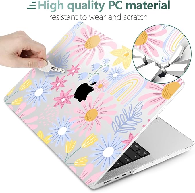 DONGKE Compatible with MacBook Pro 16 Inch Case (2026-2021 Release, M5 M4 M3 M2 M1 Pro/Max Chip), Plastic Hard Shell Cover with Keyboard Cover & Screen Protector for MacBook Pro 16", Florals