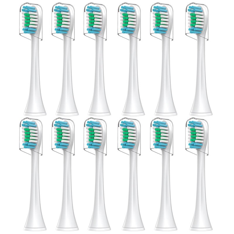 Sensogle Replacement Brush Heads Sensitive Compatible with Philips Sonicare Toothbrush 1100 6500, Soft Toothbrush Heads for Sensitive Teeth Care, Standard, White - 12 Pack with Toothbrush Cover