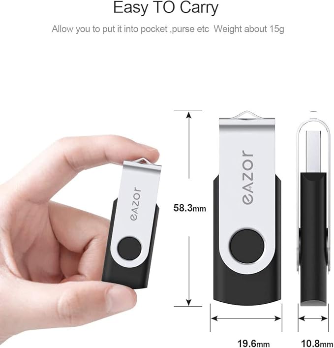 EAZOR 128GB 64 GB 4GB Flash Drive USB Flash Drive Thumb Drive 5 Pack 2 Pack 20 Pack USB Memory Stick USB Drives for Data Storage (64GB2.0 * 2Packs)