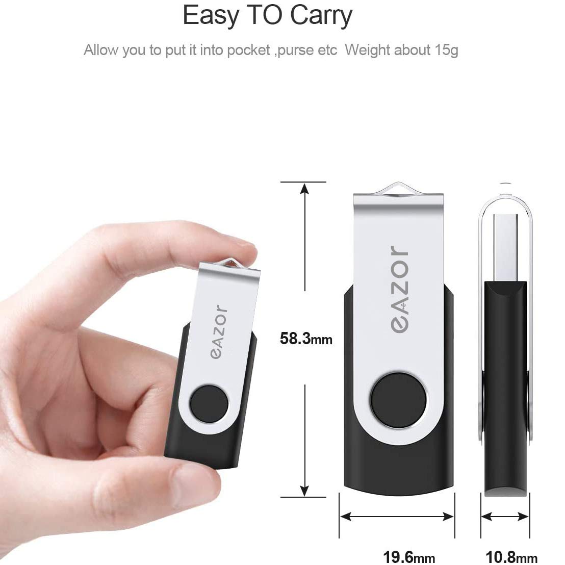 EAZOR 128GB 64 GB 4GB Flash Drive USB Flash Drive Thumb Drive 5 Pack 2 Pack 20 Pack USB Memory Stick USB Drives for Data Storage (64GB2.0 * 2Packs)