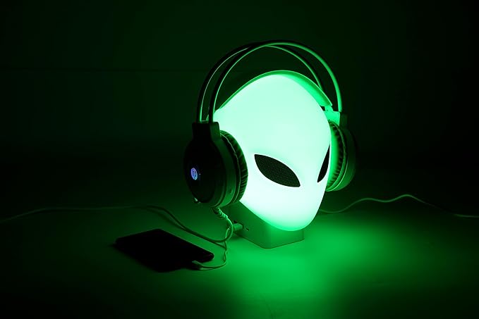 FancyMay RGB Headphone Stand with Music Rhythm Light, 8-Color LED Gaming Headset Holder with USB & Type-C Charging Ports, Voice-Activated Light for PC Desk Setup, Gamer Gifts for Men & Boys
