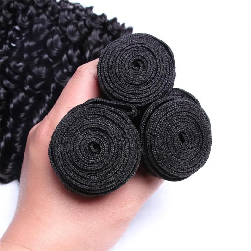 Curly Wave Bundles Human Hair Raw Kinky-Curly Human Hair Bundles 14 14 14 Inch Natural Black Ultra Soft No Tangle Afro Raw Remy Hair Extensions