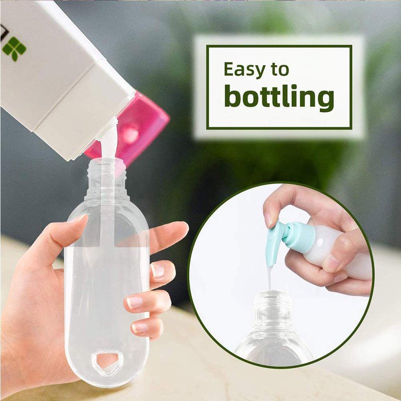 50 Pack Travel Plastic Clear Keychain Bottles,2 oz Leakproof Refillable Empty Bottles Portable Liquid Squeeze Container Flip Cap (50pc)
