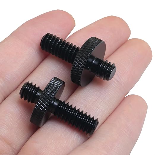 LUORNG 2PCS Adapter Screws for Tripods 1/4 Male to 1/4 Male Extended Aluminium Alloy Head Plate Hand Screw Camera Screws Photo Equipment Accessories for Camera Mounting Black