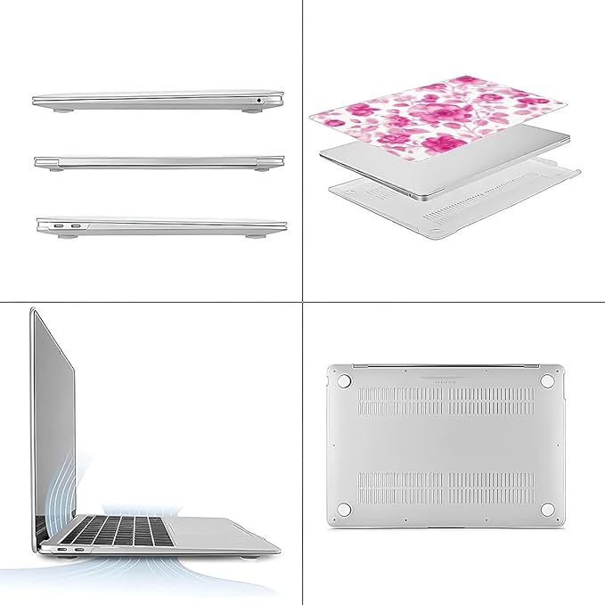COTAIL Compatible with MacBook Air 13.3 13.6 Inch Case 2022 2021 2020 2019 Plastic Hard Shell Case Cover,13.3 Pro(A1706/A1708/A1989/A2159/A2289/A2338), Pink Vintage Floral