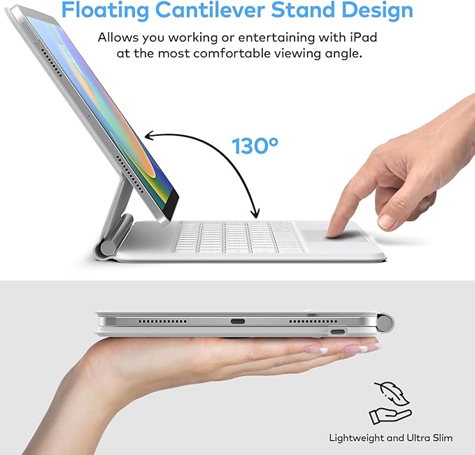 runelk Keyboard Case for iPad 10th Generation 2022 & 11th (A16, 2025) – Magic-Style Keyboard with Multi-Touch Trackpad – Floating Cantilever Stand – Magnetic Case for iPad 10.9 inch 10th / 11th Gen.