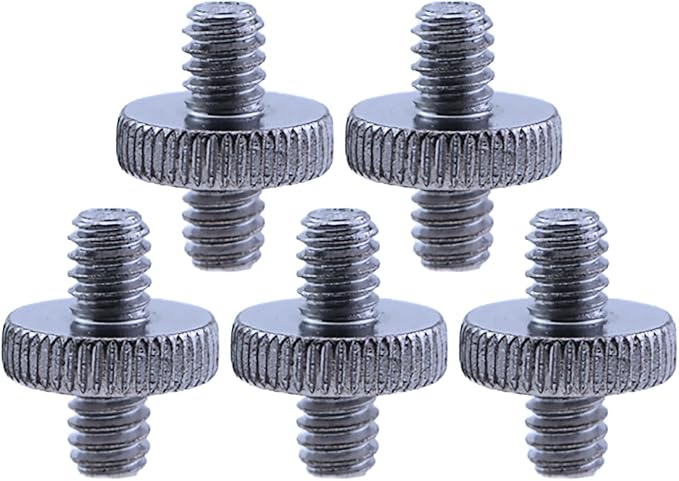 CTWHA 5PCS 1/4 Inch-20 to 1/4 Inch-20 Dual Head Adapter - Male to Male Metal Tripod Screw Adapter